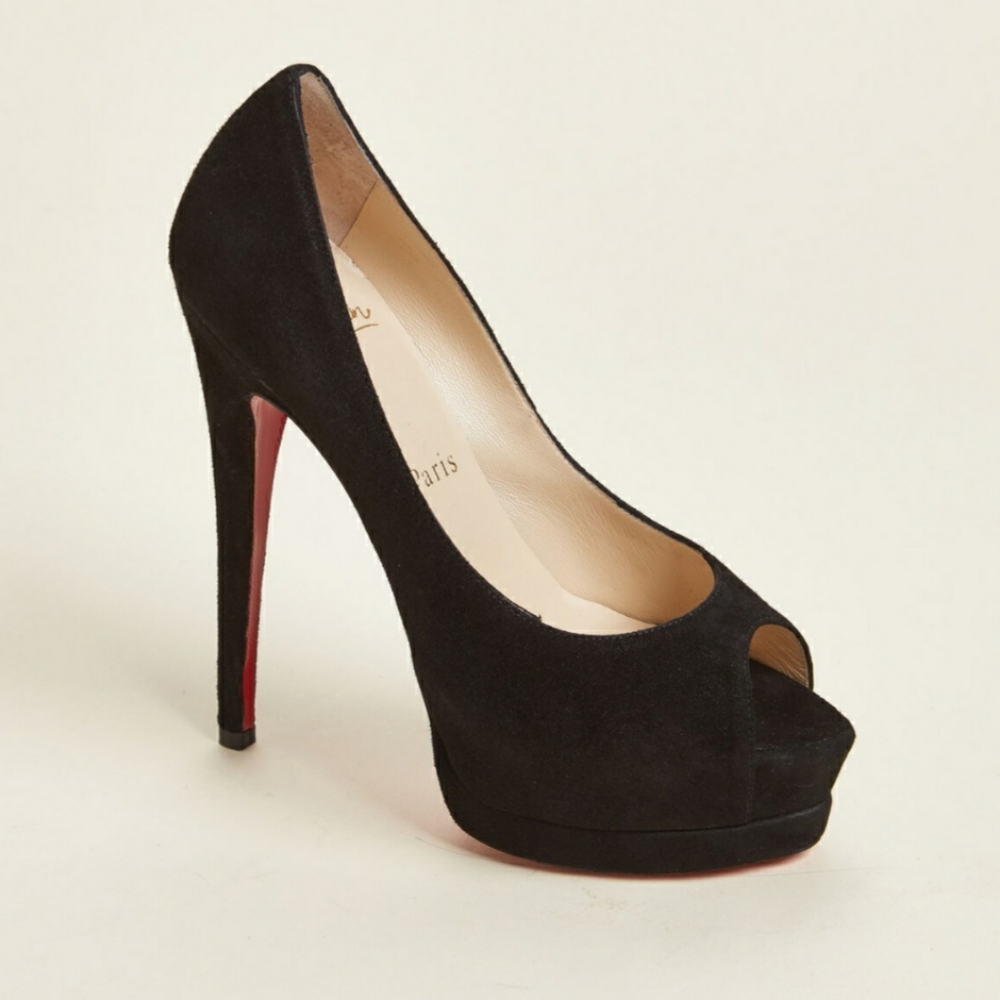 Christian Louboutin platform pump suede black